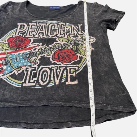 THE CLAS-SIC Peace-N-Love Graphic Tee with Gems Y2K Boho Rocker Edgy (Size S) - Picture 6 of 11